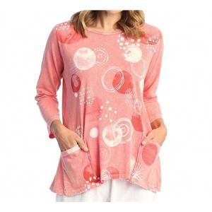 NEW JESS & JANE magic dots mineral washed patch pocket cotton top in coral